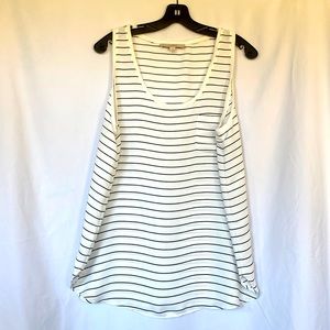 Black and white striped sleeveless blouse by Ann Taylor Loft.